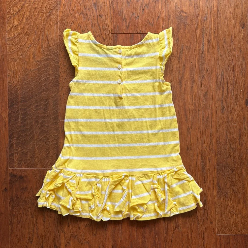 Ralph Lauren Yellow Striped Ruffle Dress | Size 18M
